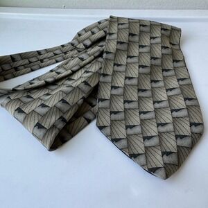 Grateful Dead Early Morning Rain Ninth Set Silk Tie Grey Geometric 1996 Vintage